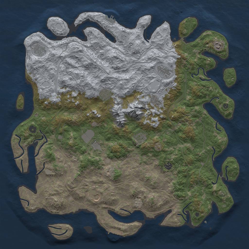 Rust Map: Procedural Map, Size: 5000, Seed: 2033719600, 17 Monuments