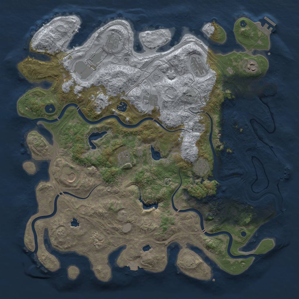 Rust Map: Procedural Map, Size: 4500, Seed: 169686578, 17 Monuments