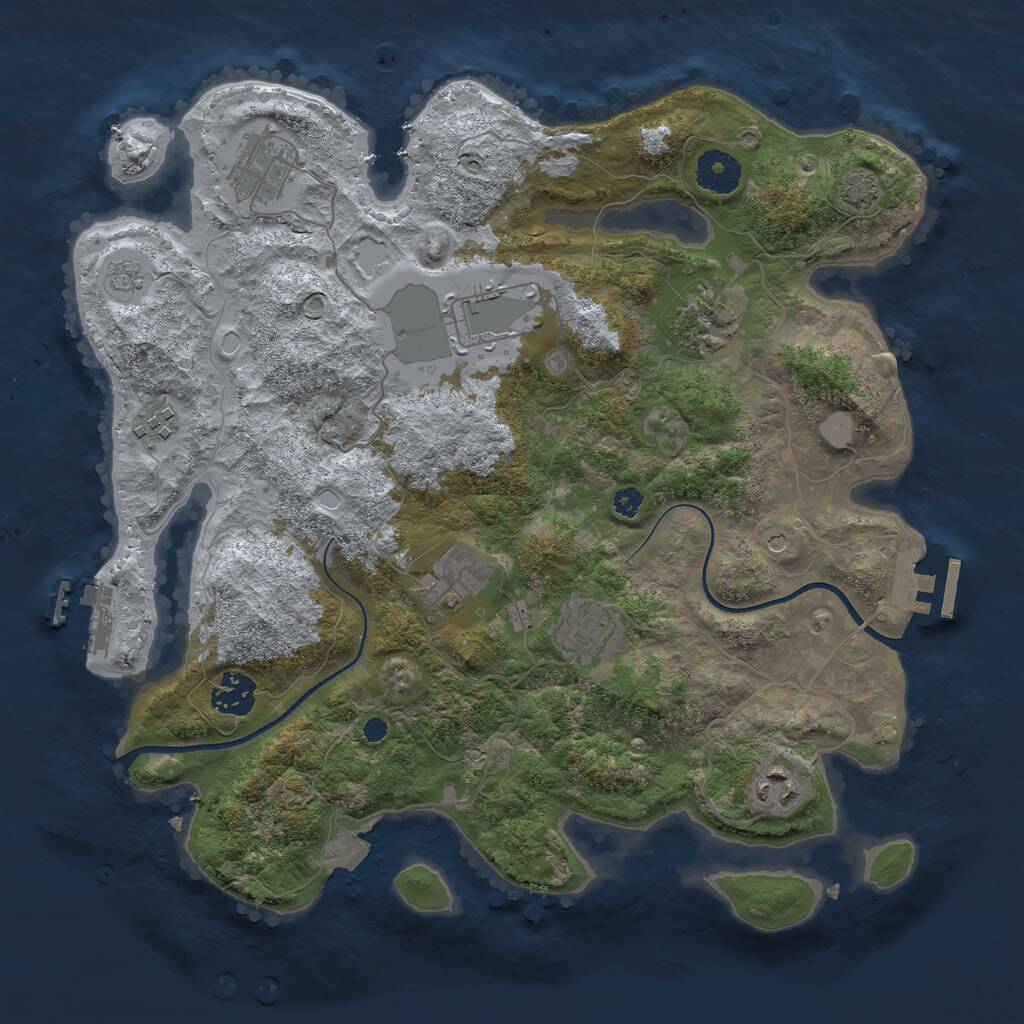 Rust Map: Procedural Map, Size: 3500, Seed: 45875, 14 Monuments