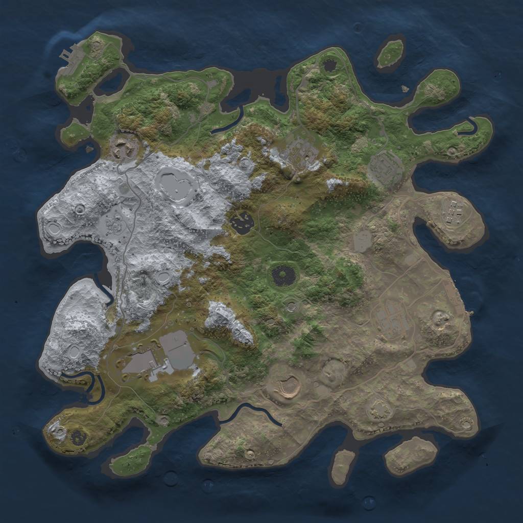 Rust Map: Procedural Map, Size: 3500, Seed: 24245, 16 Monuments