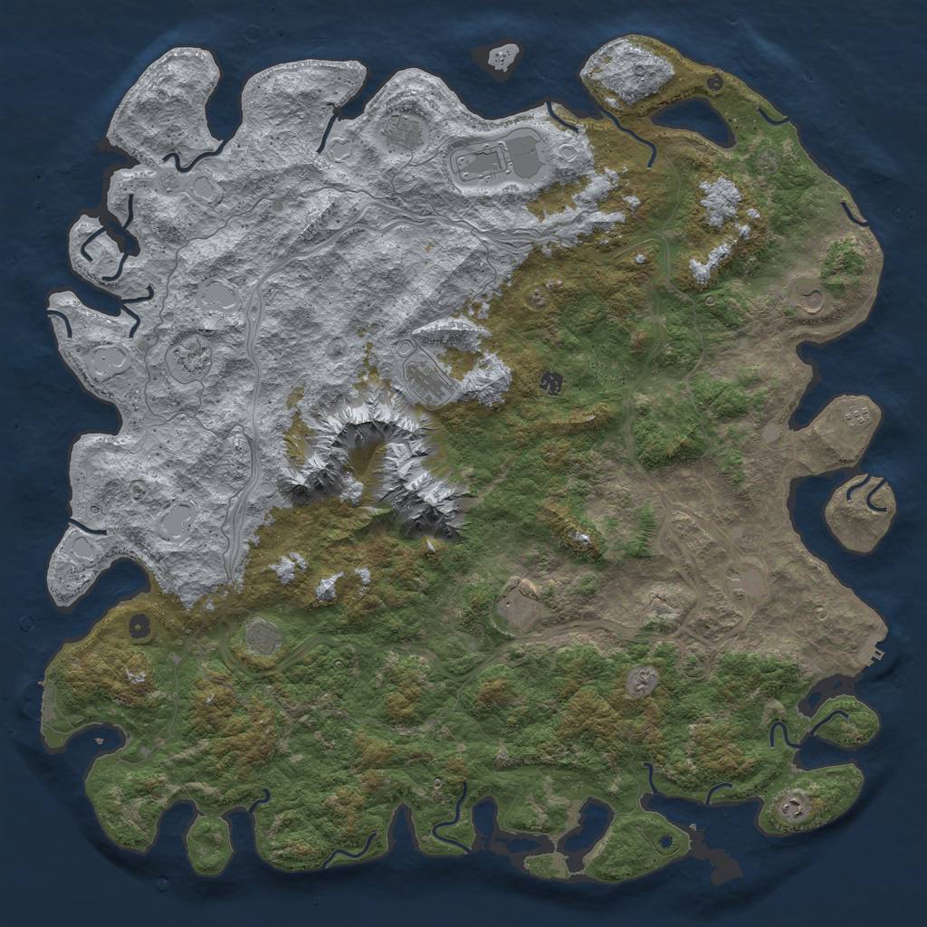 Rust Map: Procedural Map, Size: 6000, Seed: 297341495, 18 Monuments