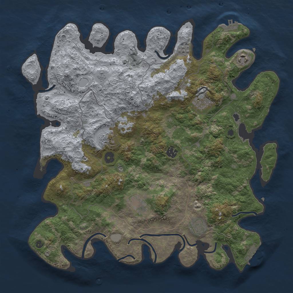 Rust Map: Procedural Map, Size: 4000, Seed: 73025546, 14 Monuments