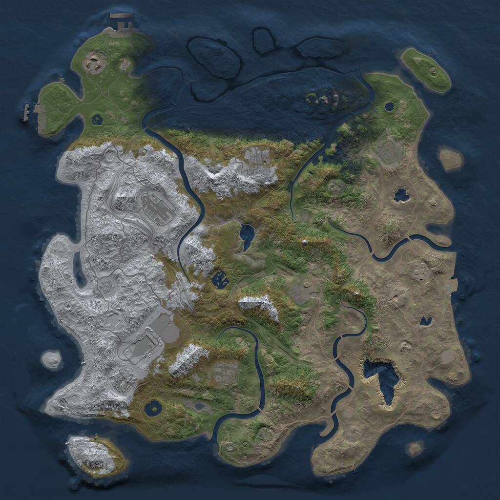 Rust Map: Procedural Map, Size: 4500, Seed: 714654521, 16 Monuments