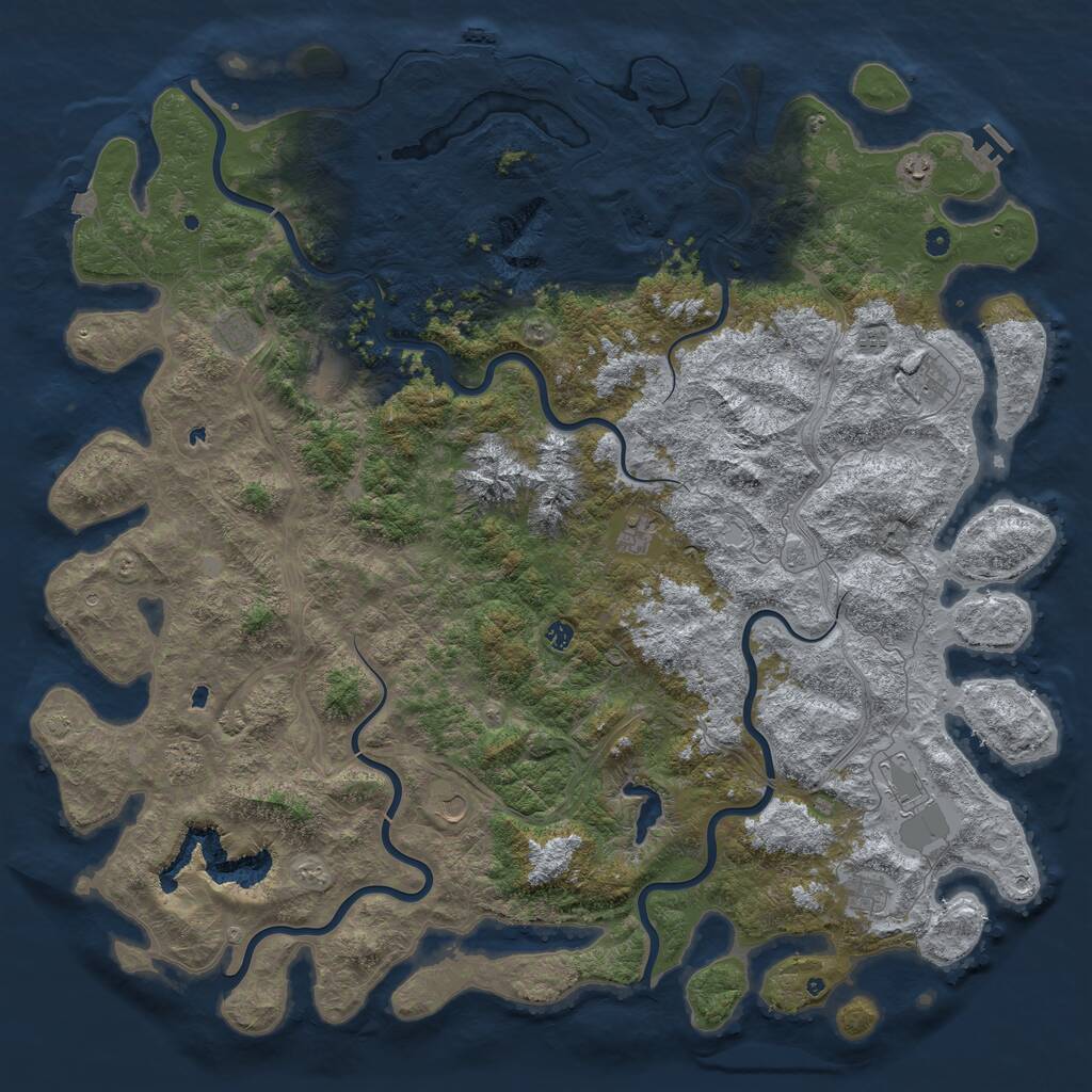 Rust Map: Procedural Map, Size: 6000, Seed: 17635174, 17 Monuments