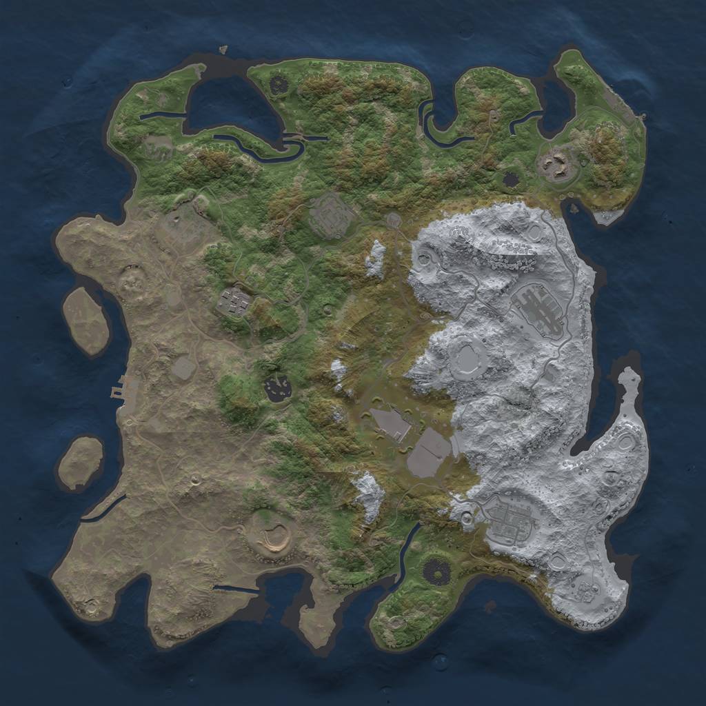 Rust Map: Procedural Map, Size: 3850, Seed: 1516941718, 16 Monuments