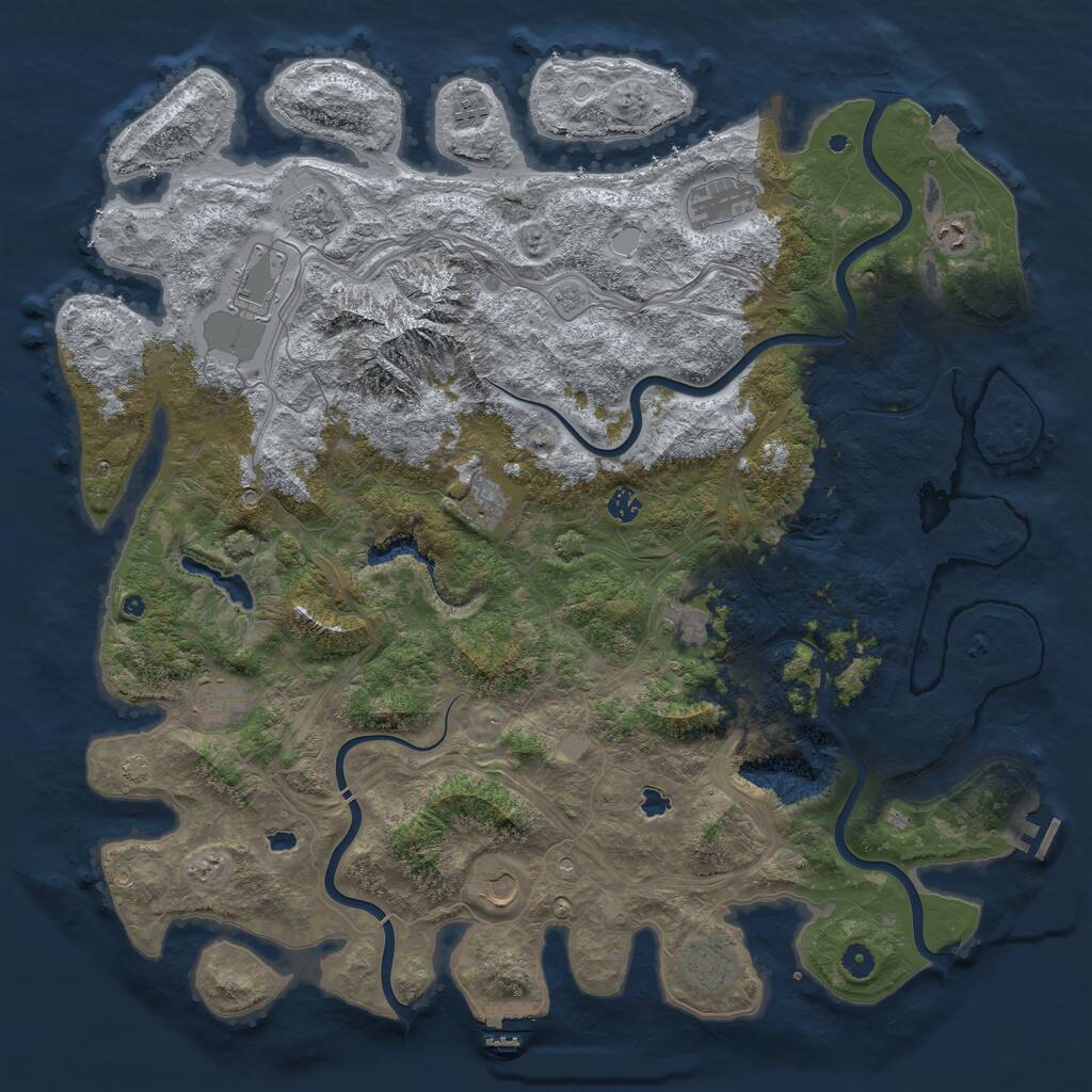 Rust Map: Procedural Map, Size: 5000, Seed: 1065852317, 17 Monuments