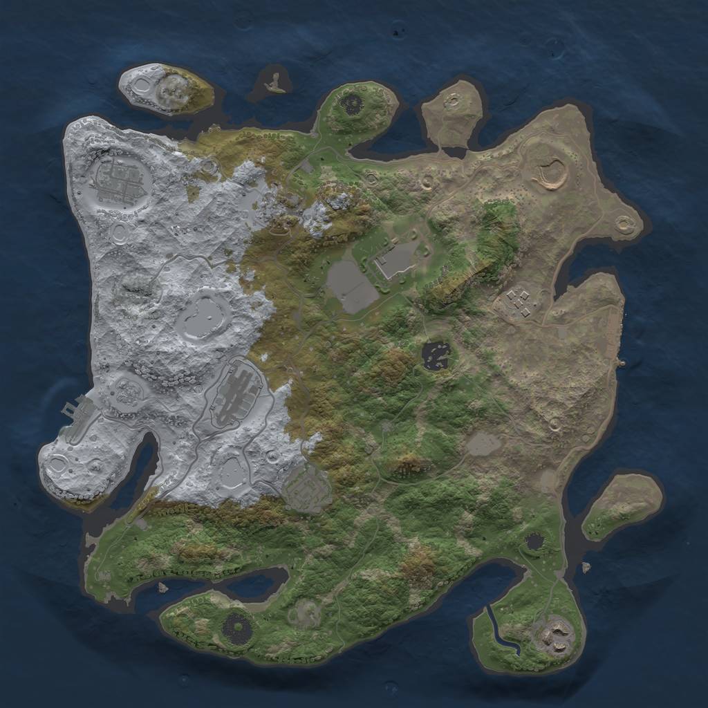 Rust Map: Procedural Map, Size: 3500, Seed: 520921282, 15 Monuments