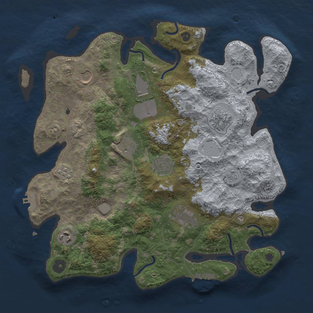 Rust Map: Procedural Map, Size: 3500, Seed: 752593733, 15 Monuments