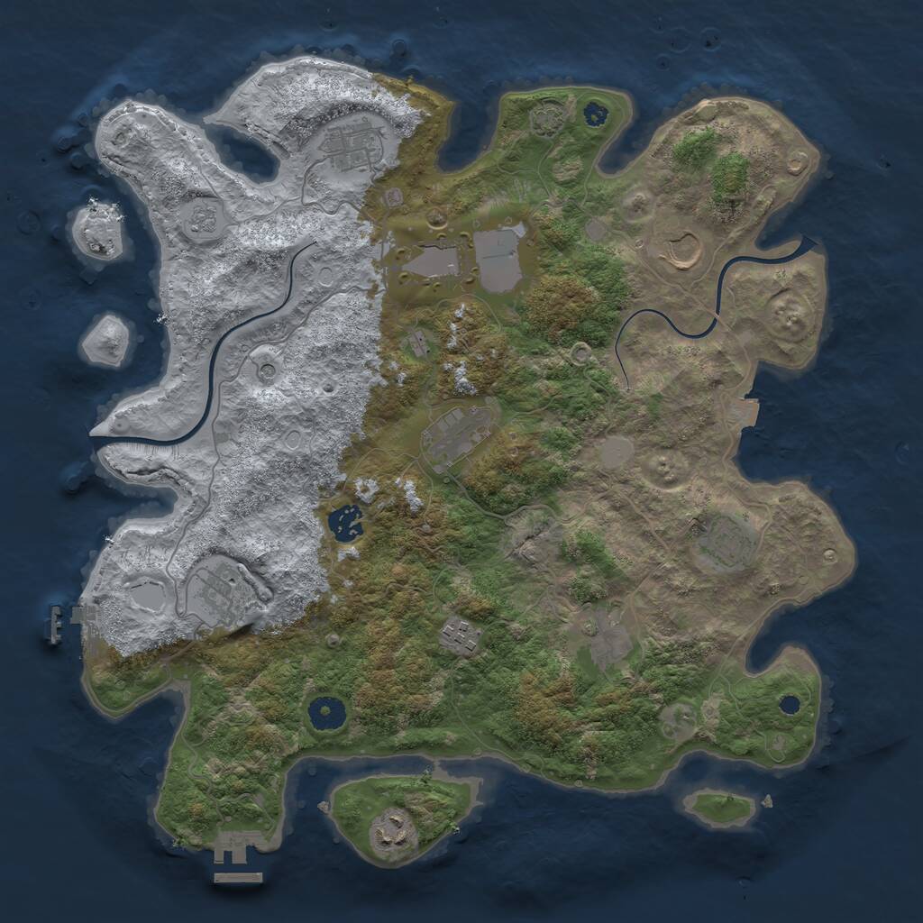 Rust Map: Procedural Map, Size: 3850, Seed: 429997337, 16 Monuments