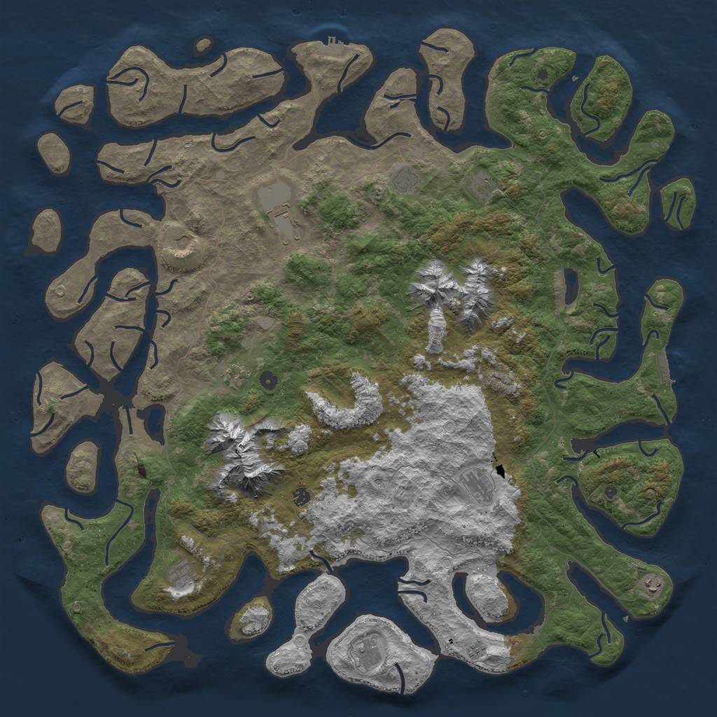 Rust Map: Procedural Map, Size: 6000, Seed: 1763514497, 19 Monuments