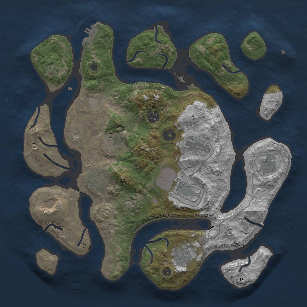 Rust Map: Procedural Map, Size: 3600, Seed: 456464, 16 Monuments