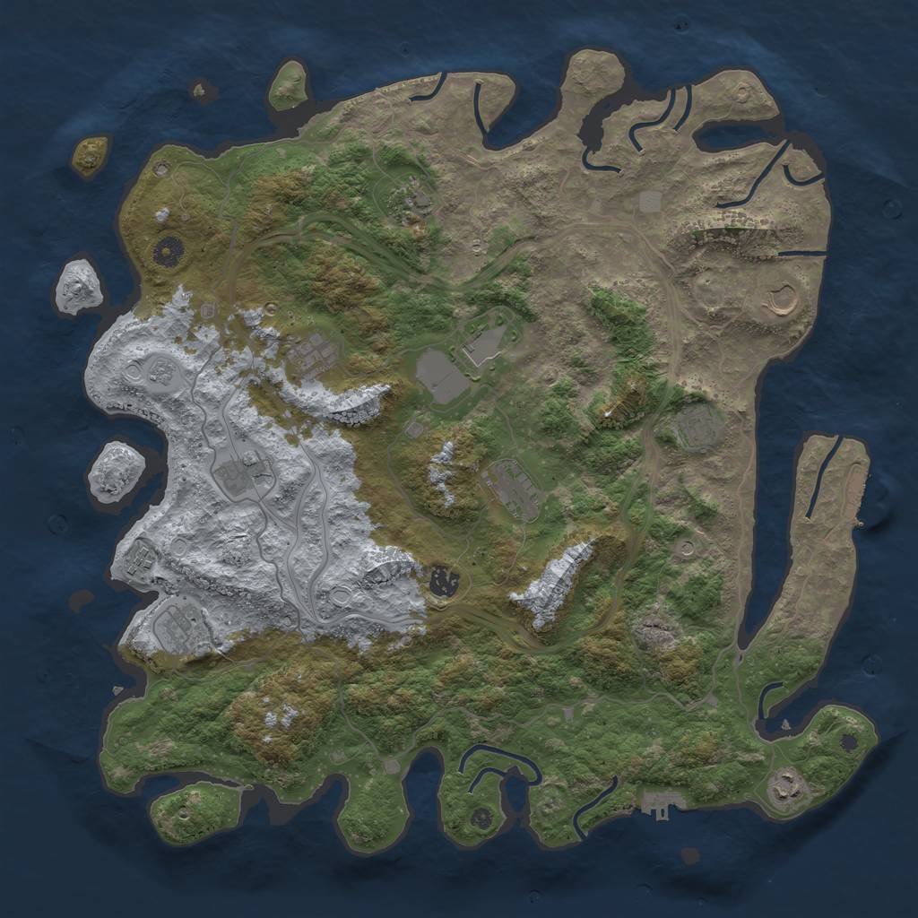 Rust Map: Procedural Map, Size: 4500, Seed: 199448404, 18 Monuments