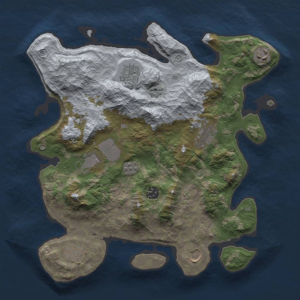 Rust Map: Barren, Size: 3500, Seed: 15, 11 Monuments