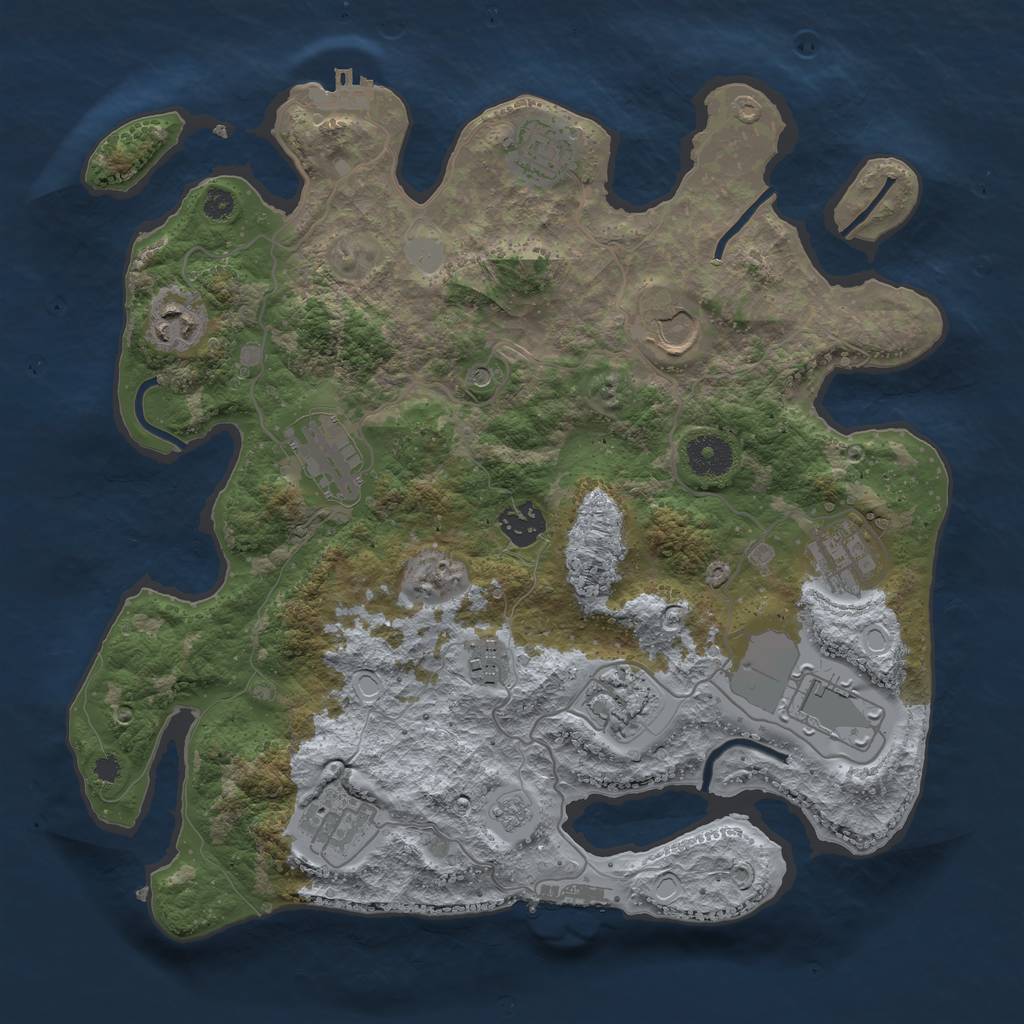 Rust Map: Procedural Map, Size: 3500, Seed: 812963448, 17 Monuments