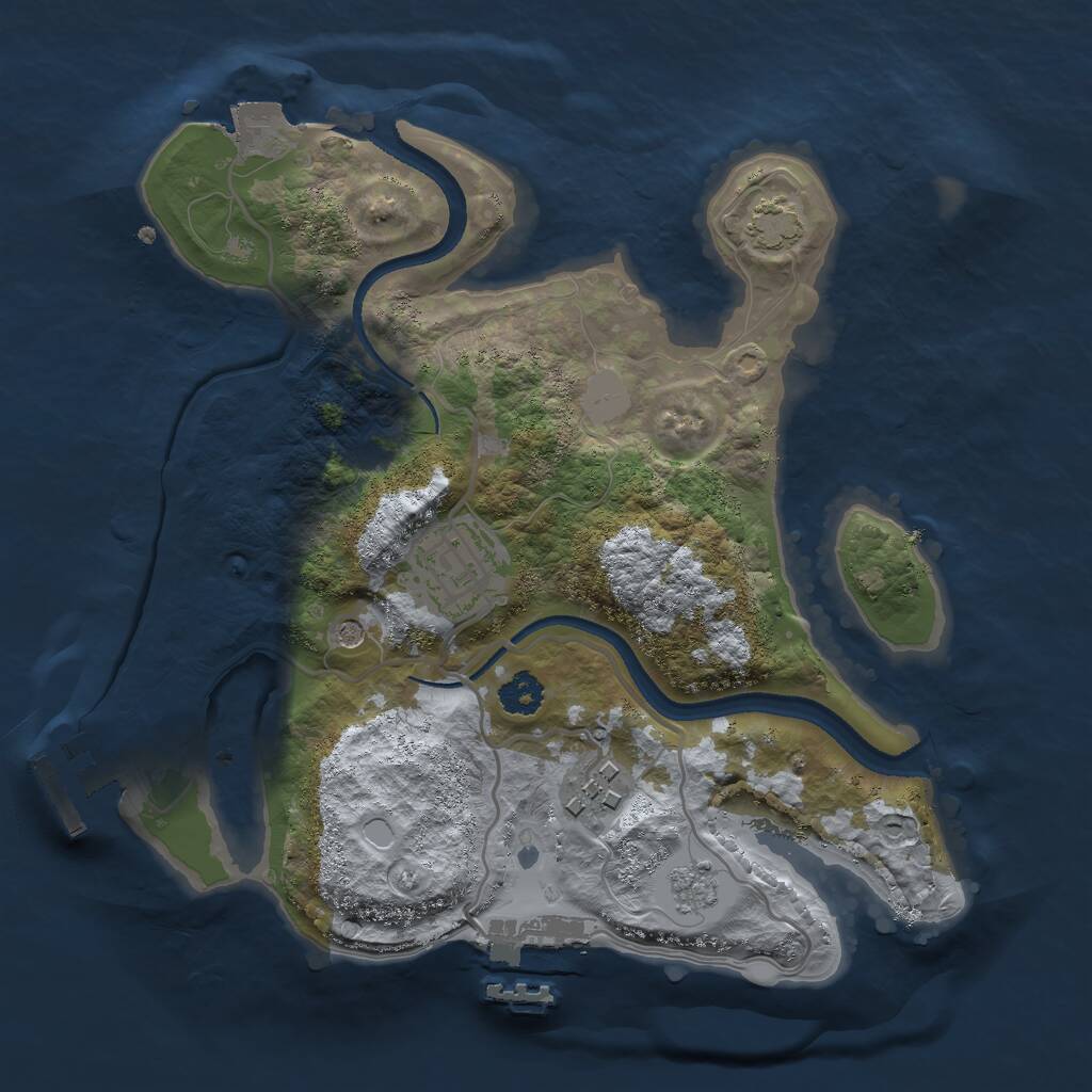 Rust Map: Procedural Map, Size: 2500, Seed: 643378, 8 Monuments