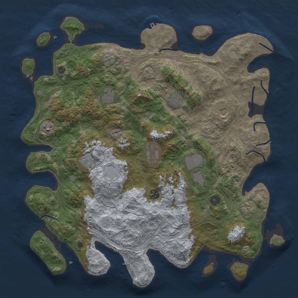 Rust Map: Procedural Map, Size: 4500, Seed: 223250758, 17 Monuments