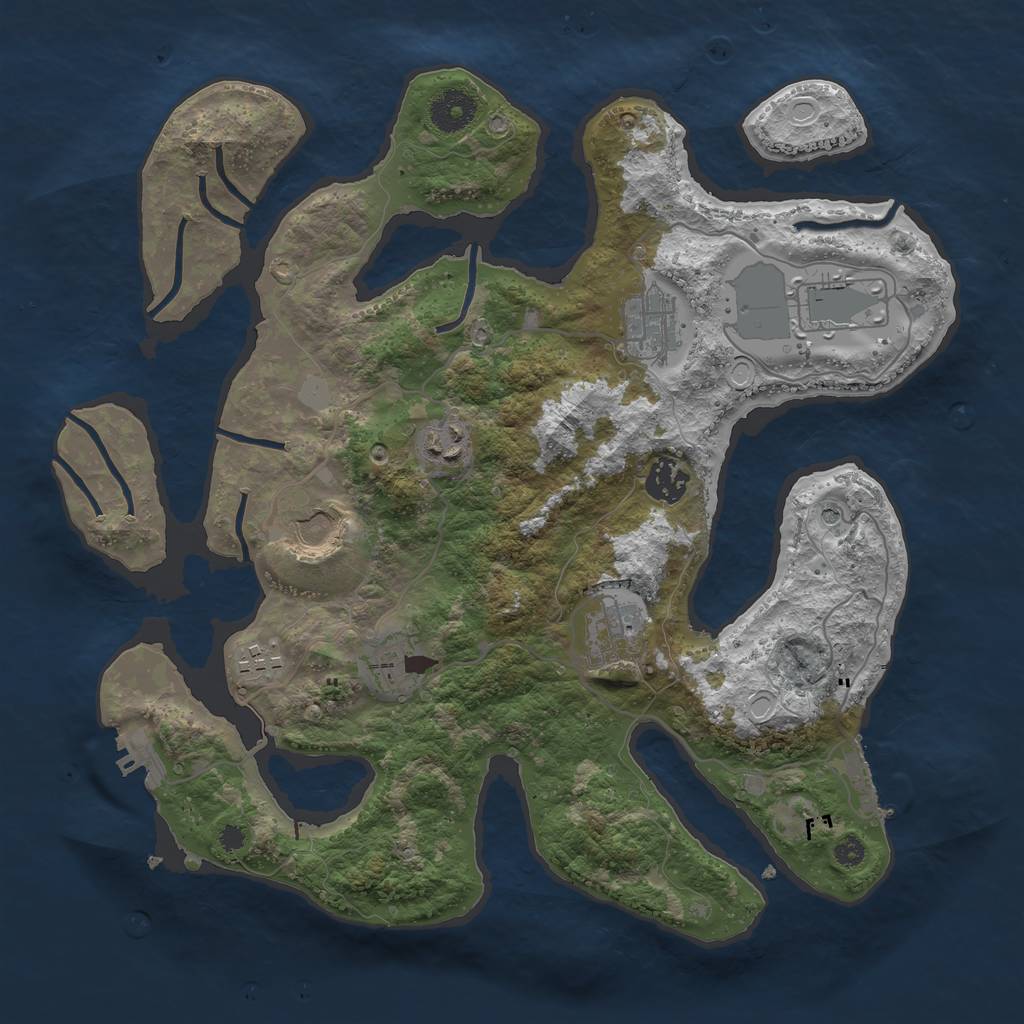 Rust Map: Procedural Map, Size: 3550, Seed: 605444, 16 Monuments
