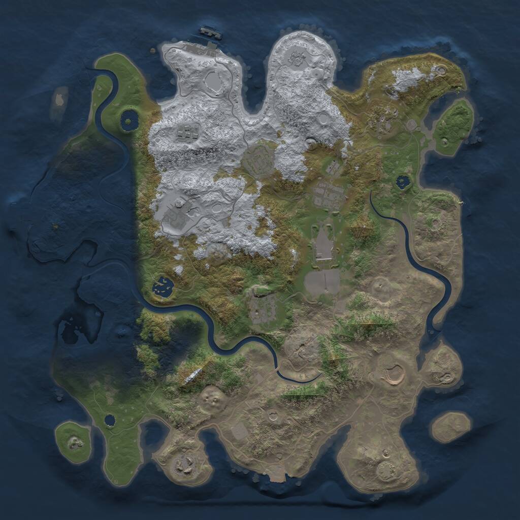 Rust Map: Procedural Map, Size: 3850, Seed: 1791347275, 16 Monuments