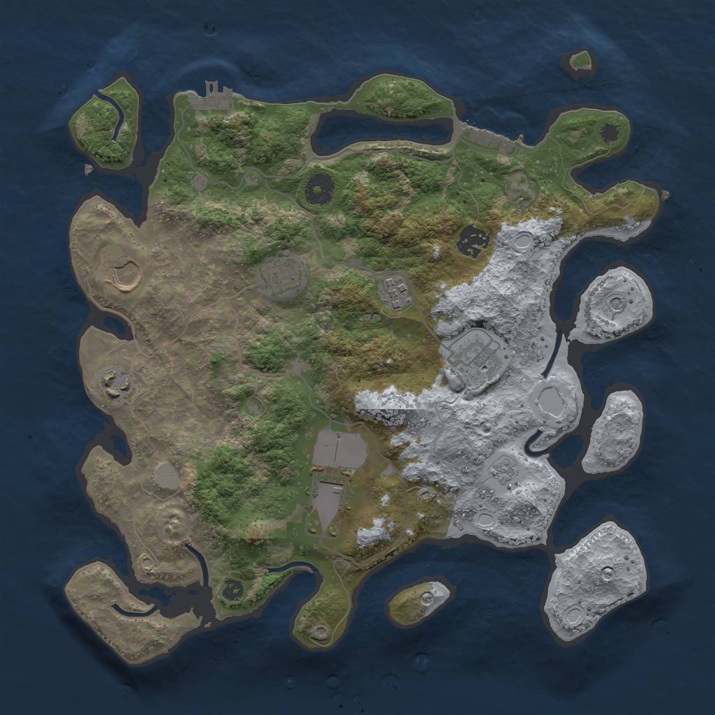 Rust Map: Procedural Map, Size: 3500, Seed: 28558, 14 Monuments