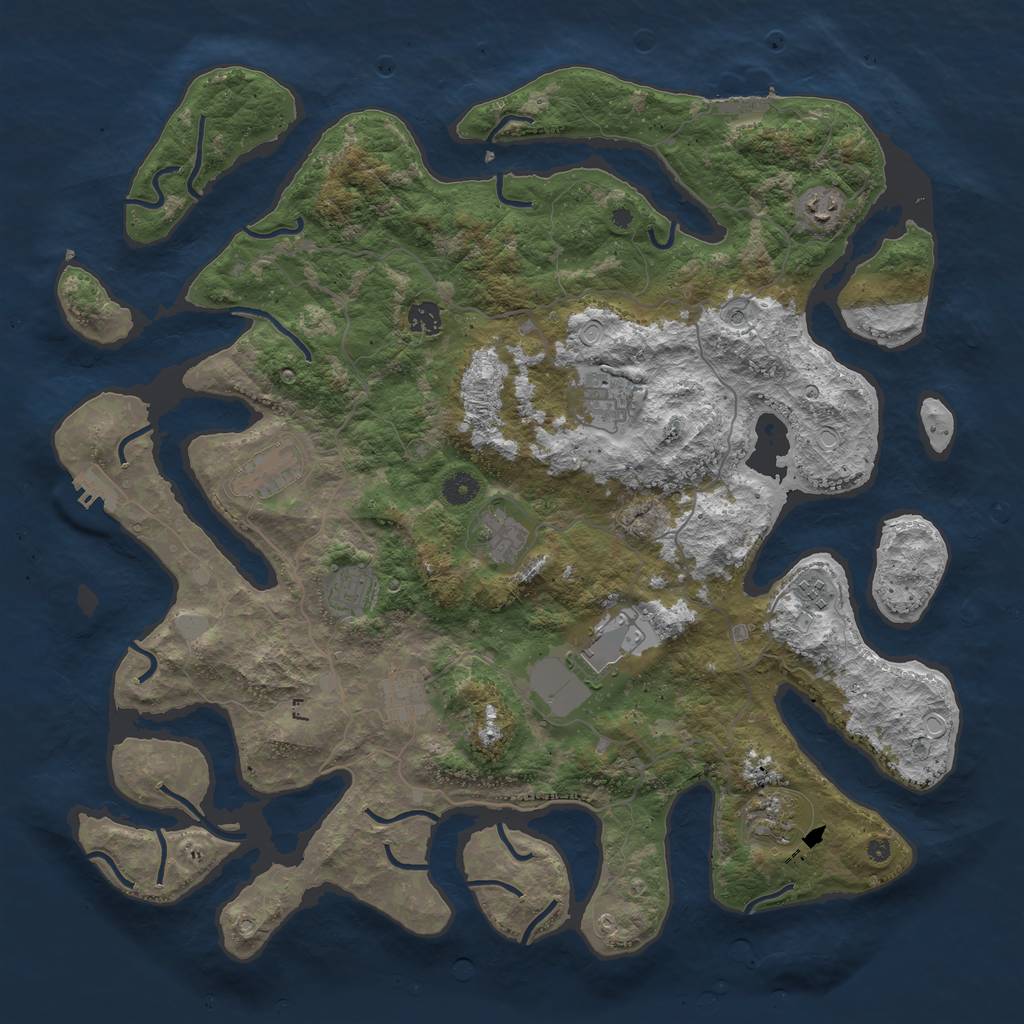 Rust Map: Procedural Map, Size: 4500, Seed: 1333287818, 18 Monuments