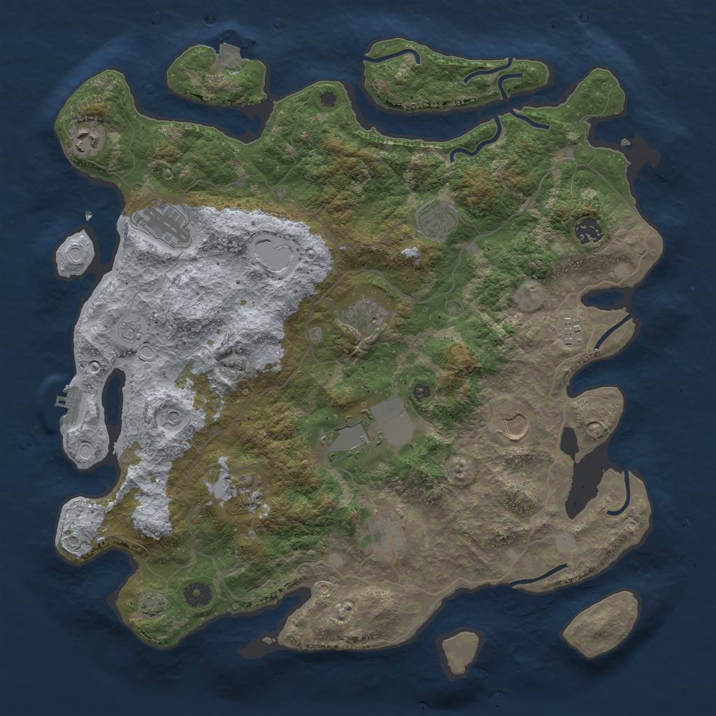 Rust Map: Procedural Map, Size: 4025, Seed: 69456696, 17 Monuments