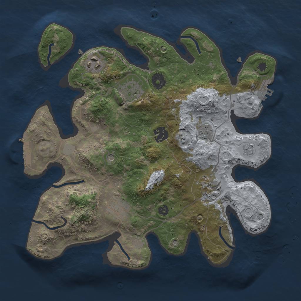 Rust Map: Procedural Map, Size: 3000, Seed: 1222492014, 13 Monuments