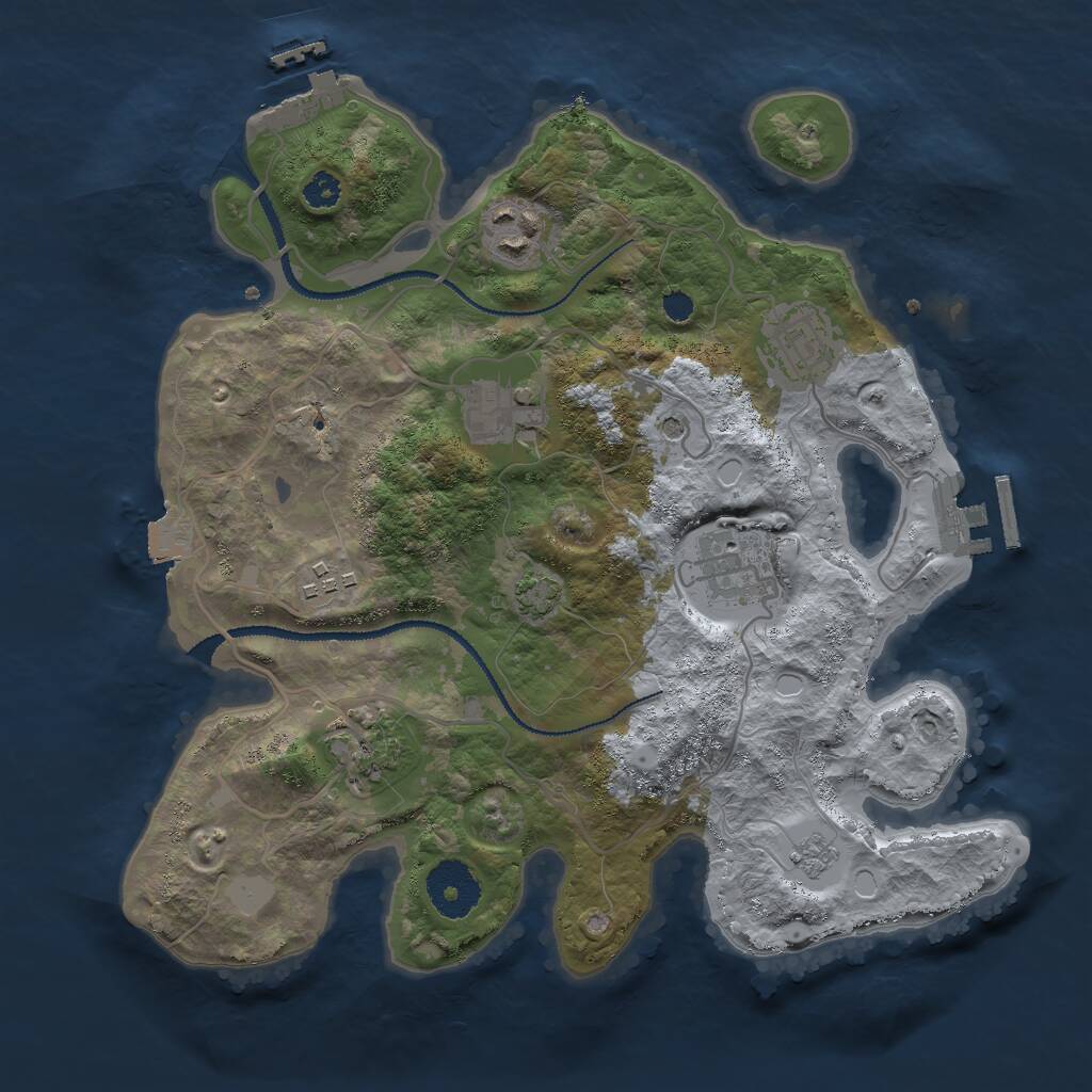 Rust Map: Procedural Map, Size: 3000, Seed: 830583, 12 Monuments