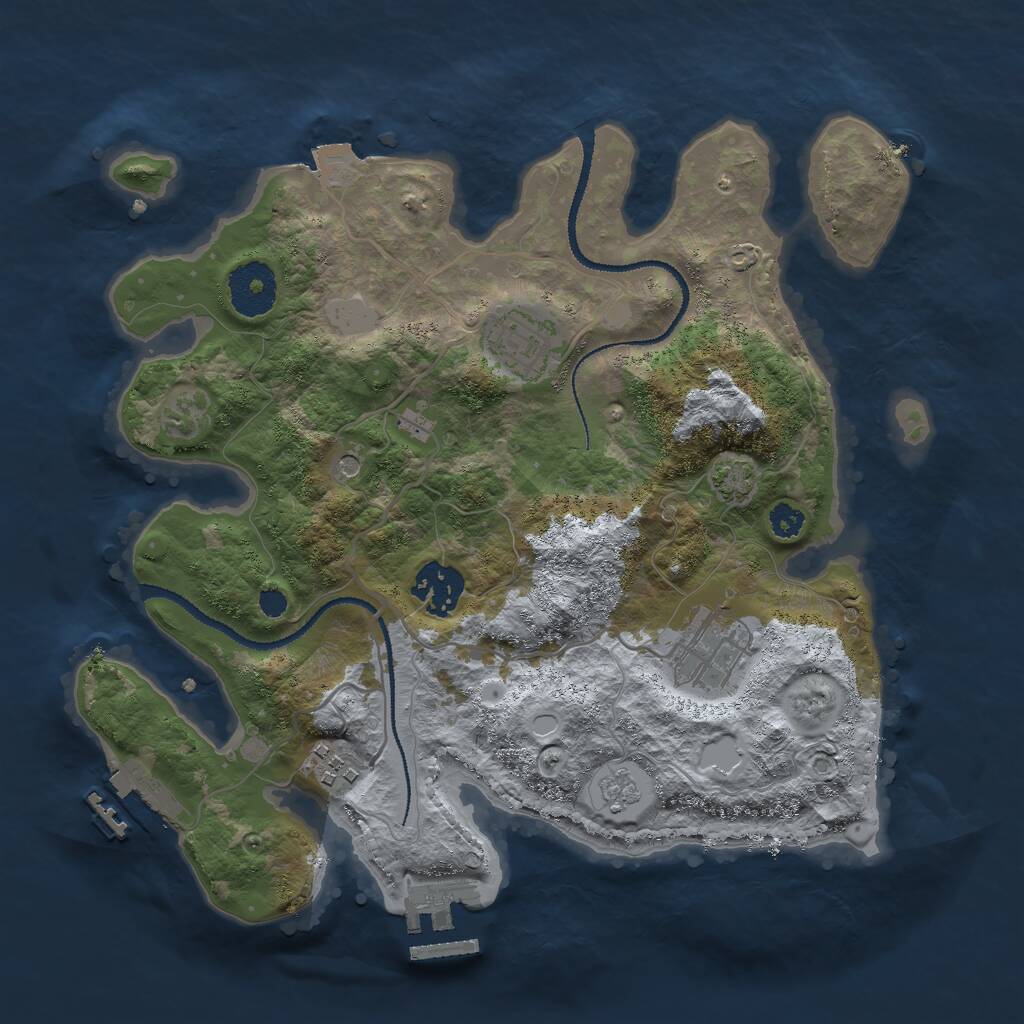 Rust Map: Procedural Map, Size: 3000, Seed: 1358718057, 10 Monuments
