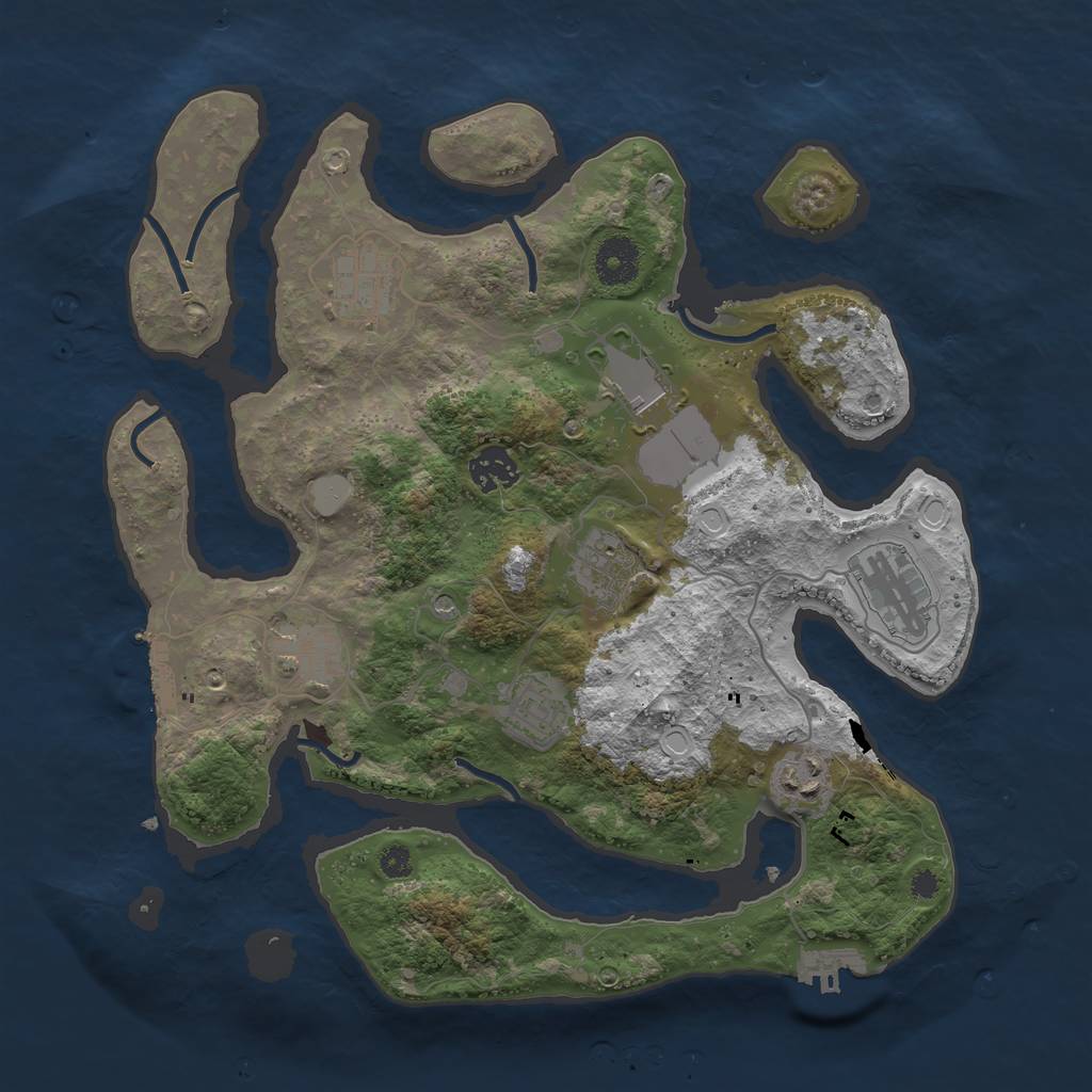 Rust Map: Procedural Map, Size: 3500, Seed: 677076003, 16 Monuments