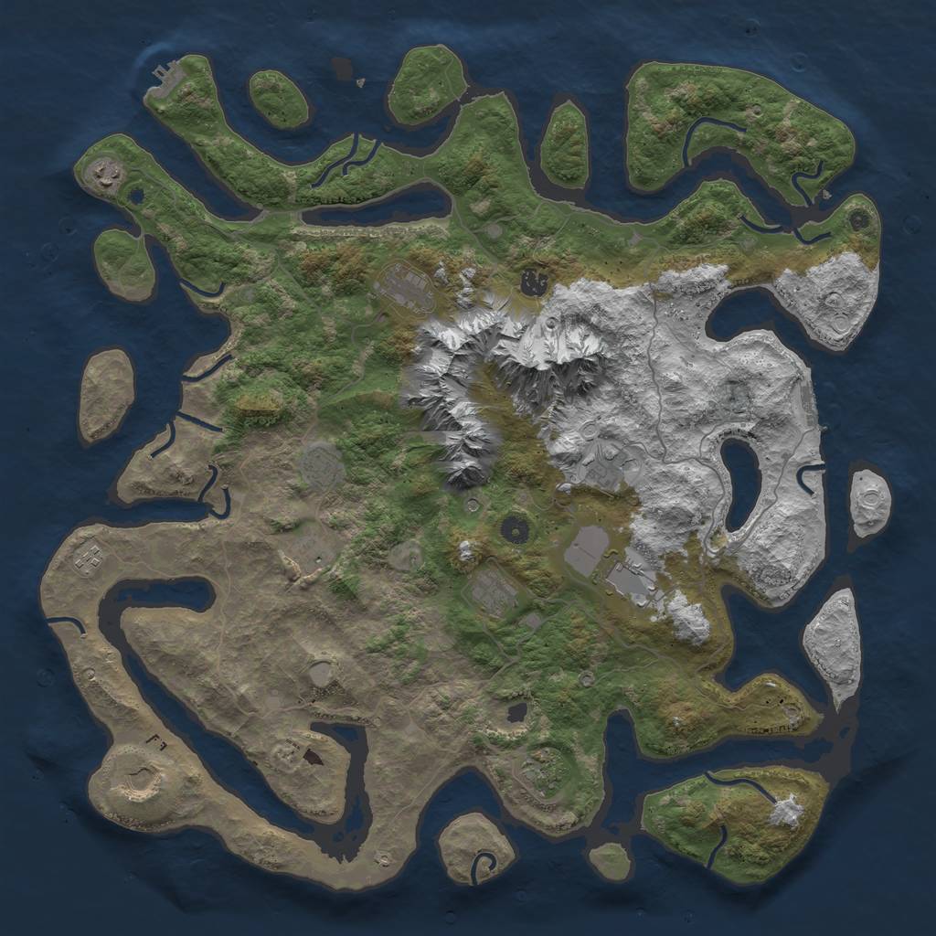 Rust Map: Procedural Map, Size: 5000, Seed: 1258169963, 19 Monuments