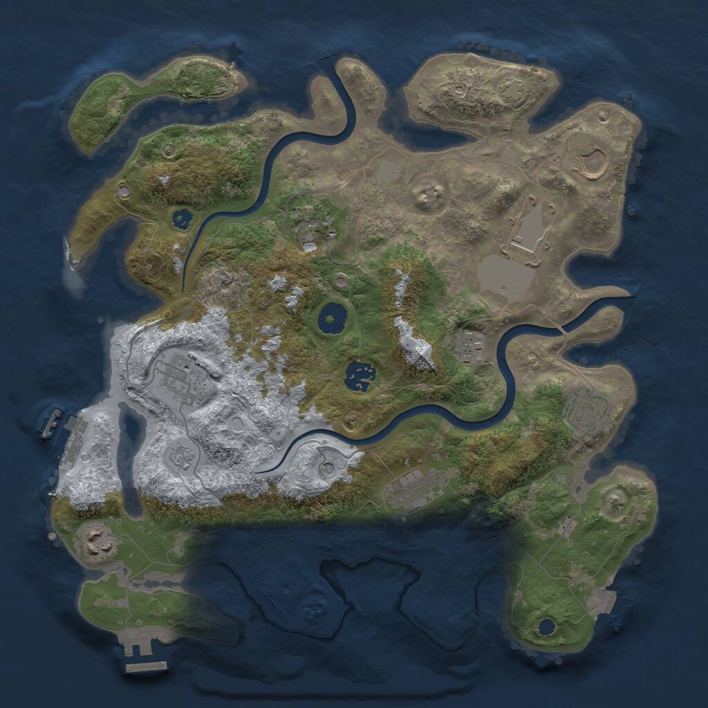 Rust Map: Procedural Map, Size: 3500, Seed: 970152702, 15 Monuments