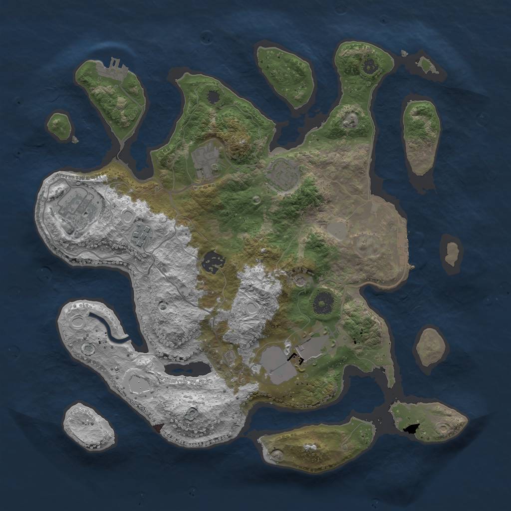Rust Map: Procedural Map, Size: 3500, Seed: 4857, 14 Monuments