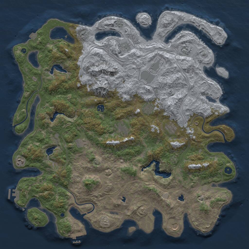 Rust Map: Procedural Map, Size: 5000, Seed: 163, 17 Monuments