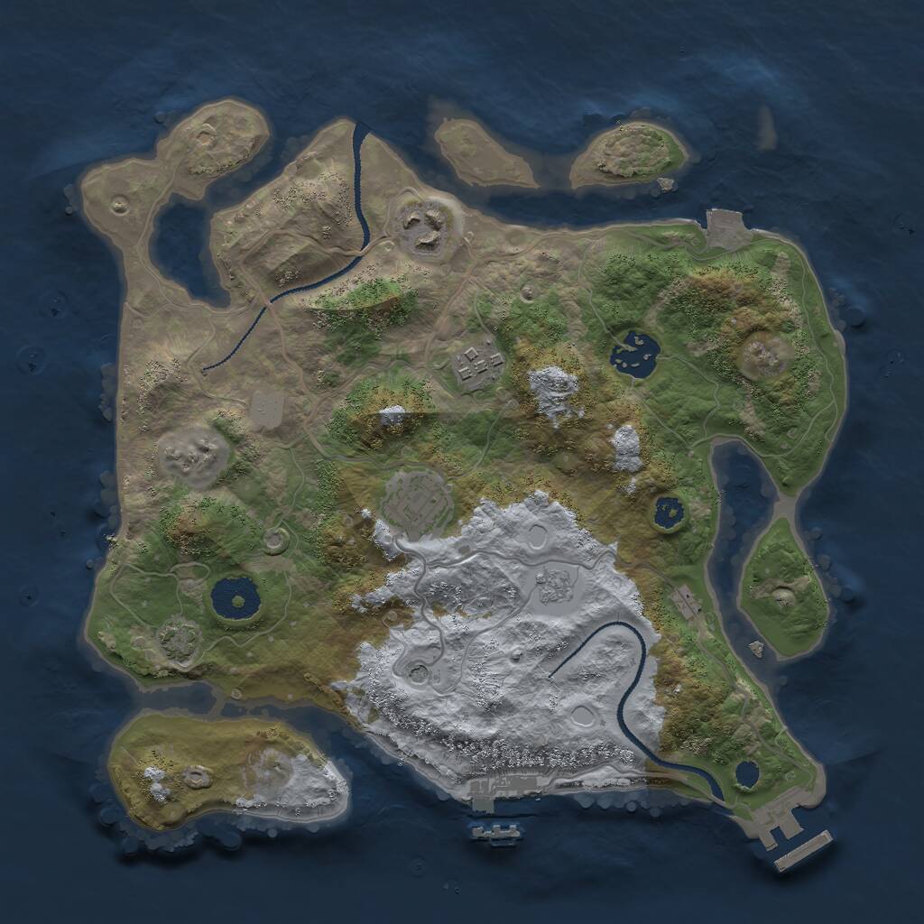 Rust Map: Procedural Map, Size: 3000, Seed: 2098290224, 10 Monuments