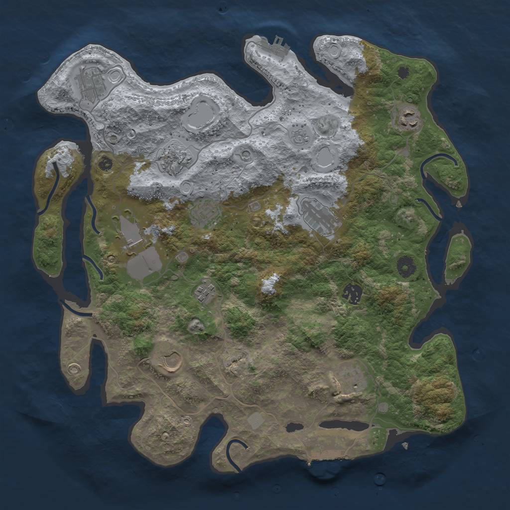 Rust Map: Procedural Map, Size: 3800, Seed: 100707659, 17 Monuments