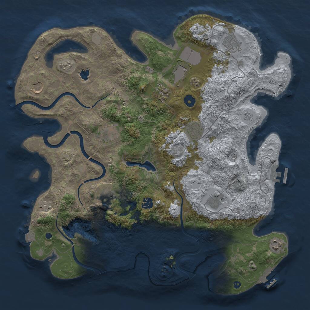 Rust Map: Procedural Map, Size: 4000, Seed: 981119523, 17 Monuments