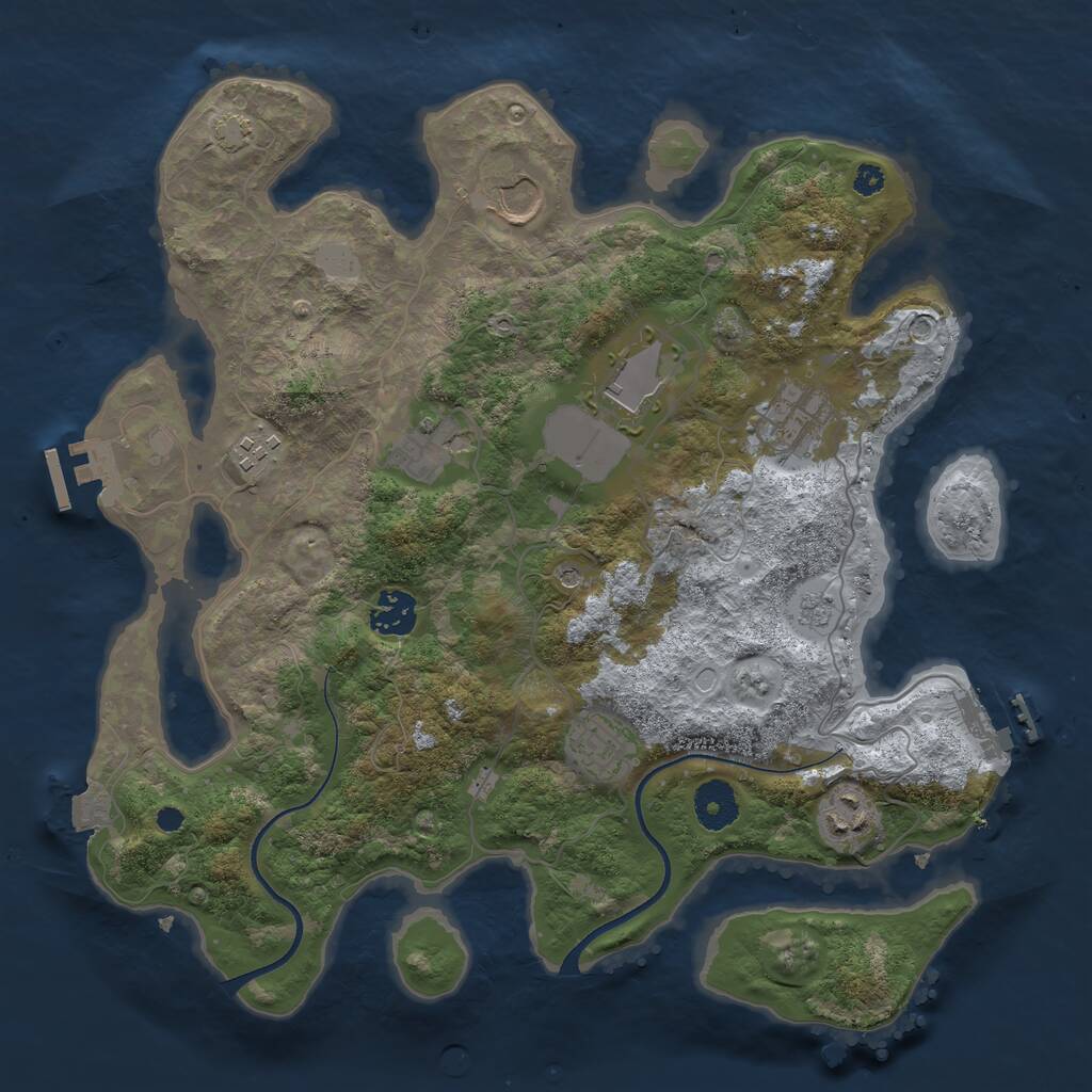 Rust Map: Procedural Map, Size: 3500, Seed: 928625190, 14 Monuments