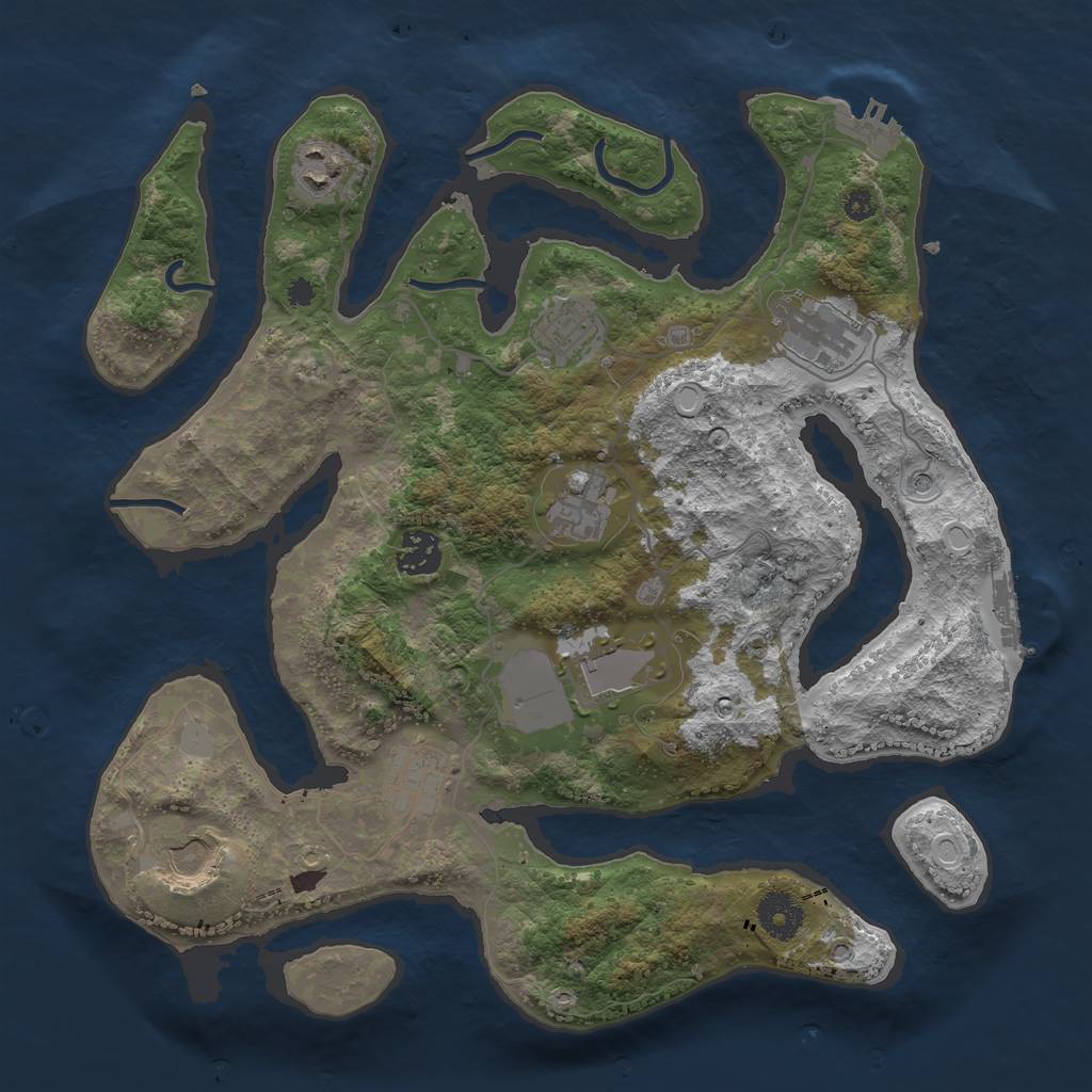 Rust Map: Procedural Map, Size: 3500, Seed: 682121401, 16 Monuments
