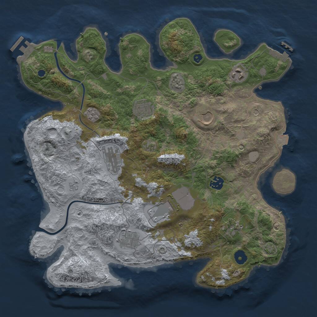 Rust Map: Procedural Map, Size: 3600, Seed: 3000251, 15 Monuments