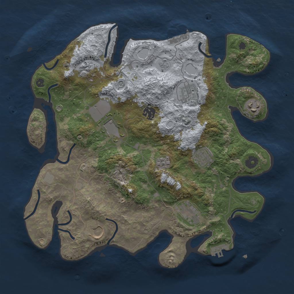 Rust Map: Procedural Map, Size: 3500, Seed: 456786293, 16 Monuments