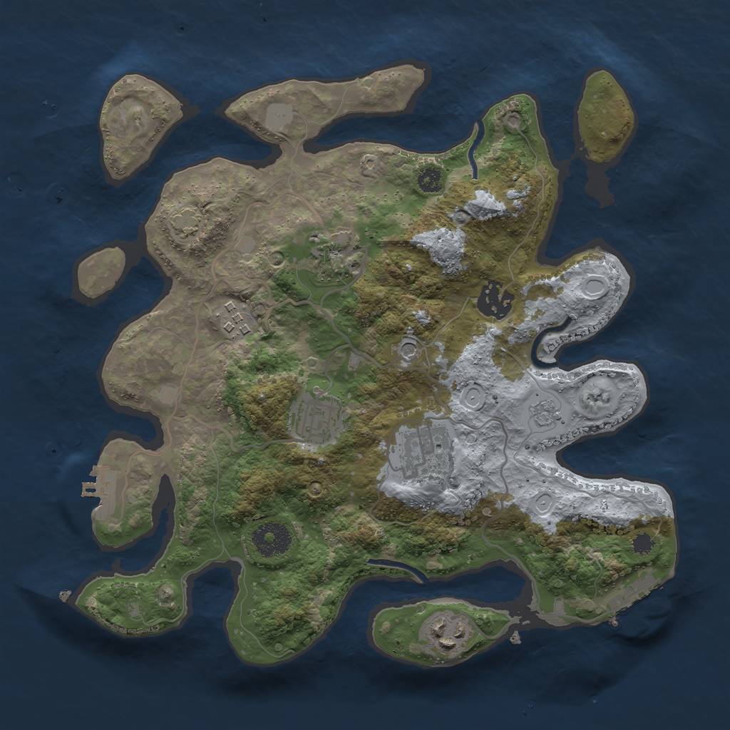 Rust Map: Procedural Map, Size: 3000, Seed: 3967865, 14 Monuments