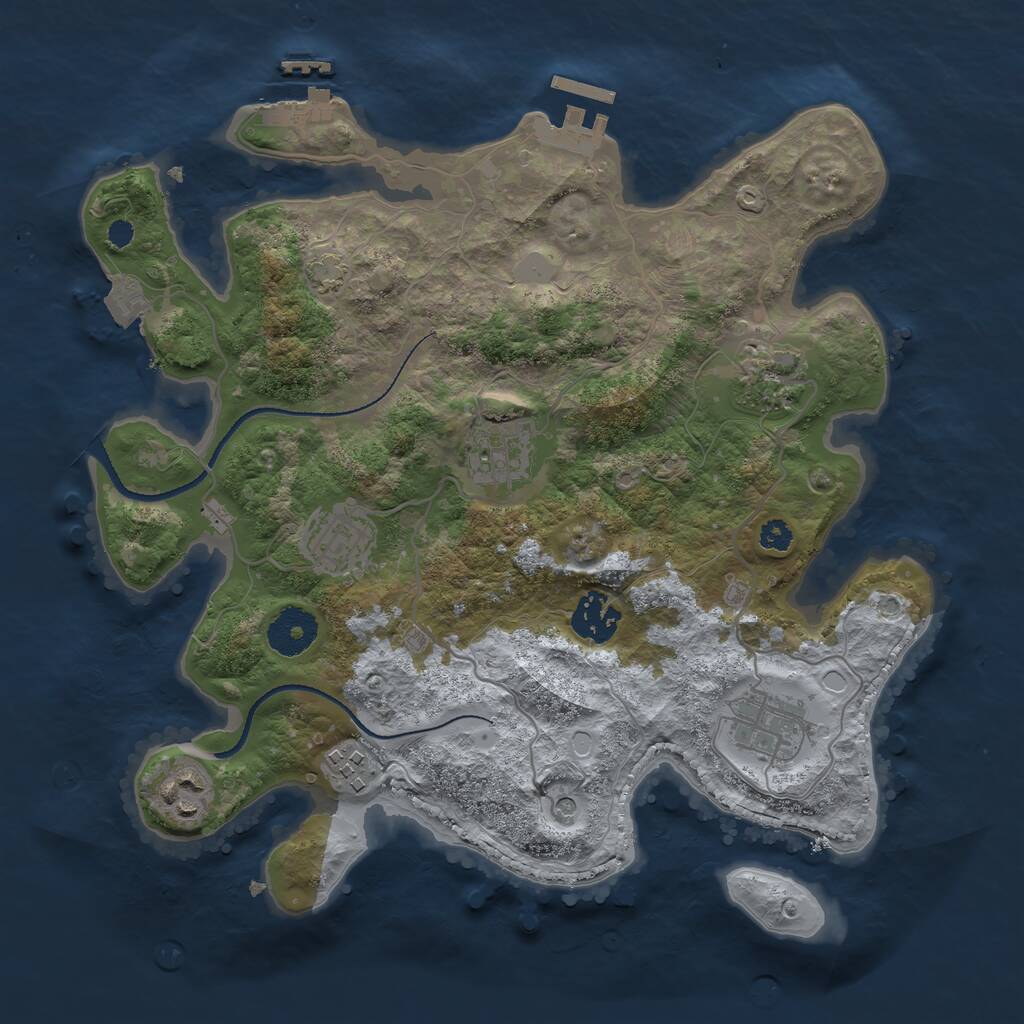 Rust Map: Procedural Map, Size: 3200, Seed: 355215, 12 Monuments