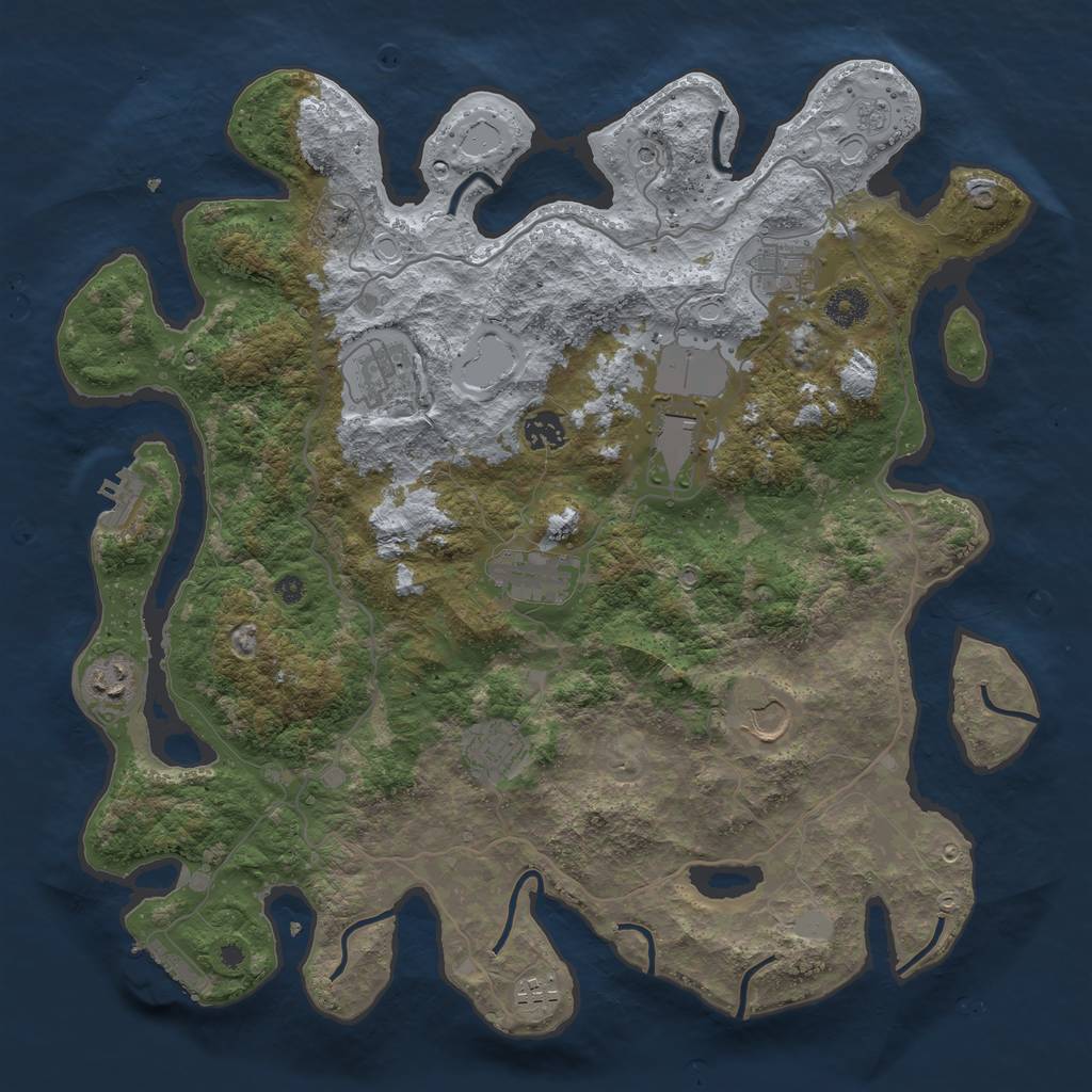 Rust Map: Procedural Map, Size: 4000, Seed: 910595, 16 Monuments