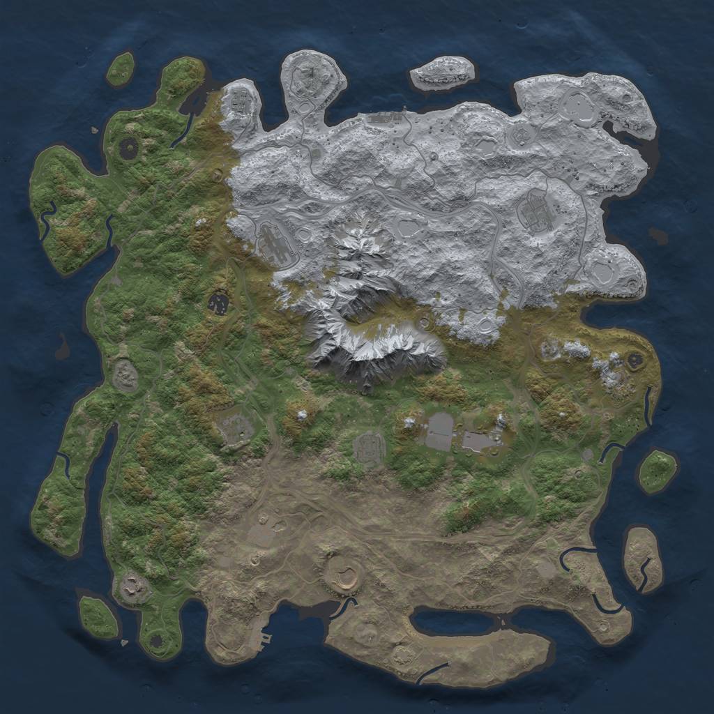 Rust Map: Procedural Map, Size: 5000, Seed: 297963643, 19 Monuments