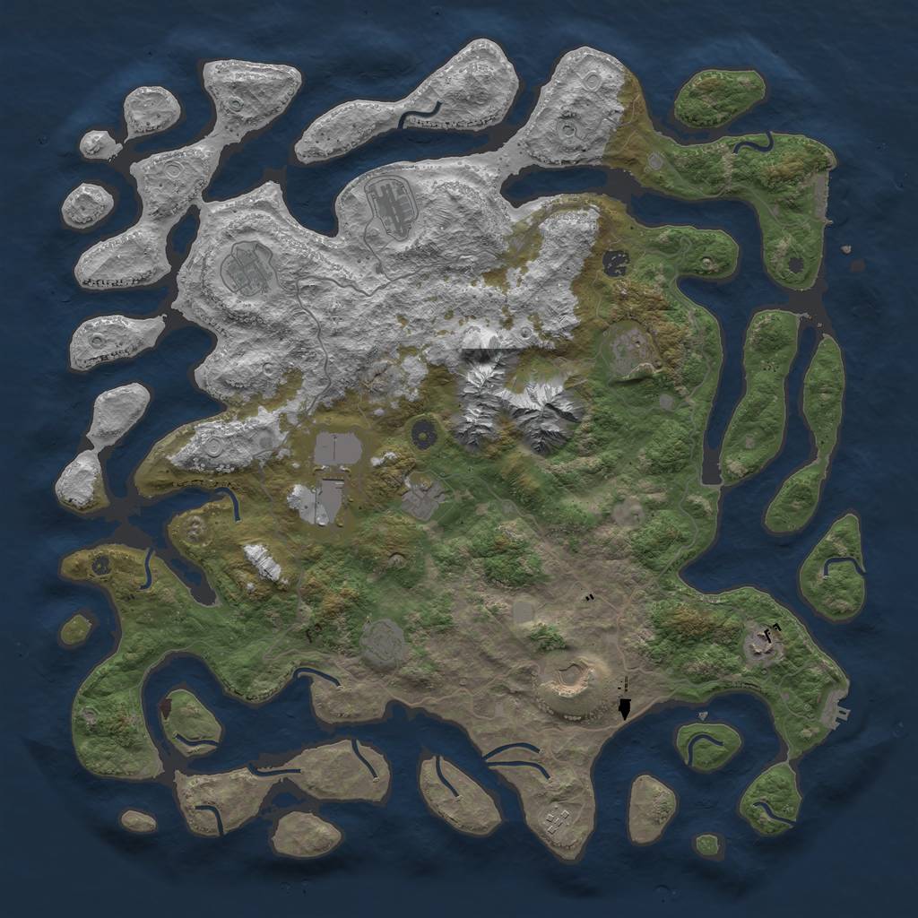 Rust Map: Procedural Map, Size: 5000, Seed: 1750, 18 Monuments