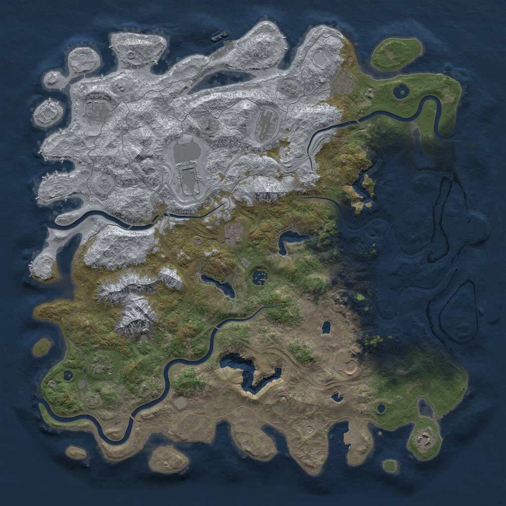 Rust Map: Procedural Map, Size: 5000, Seed: 1750, 16 Monuments