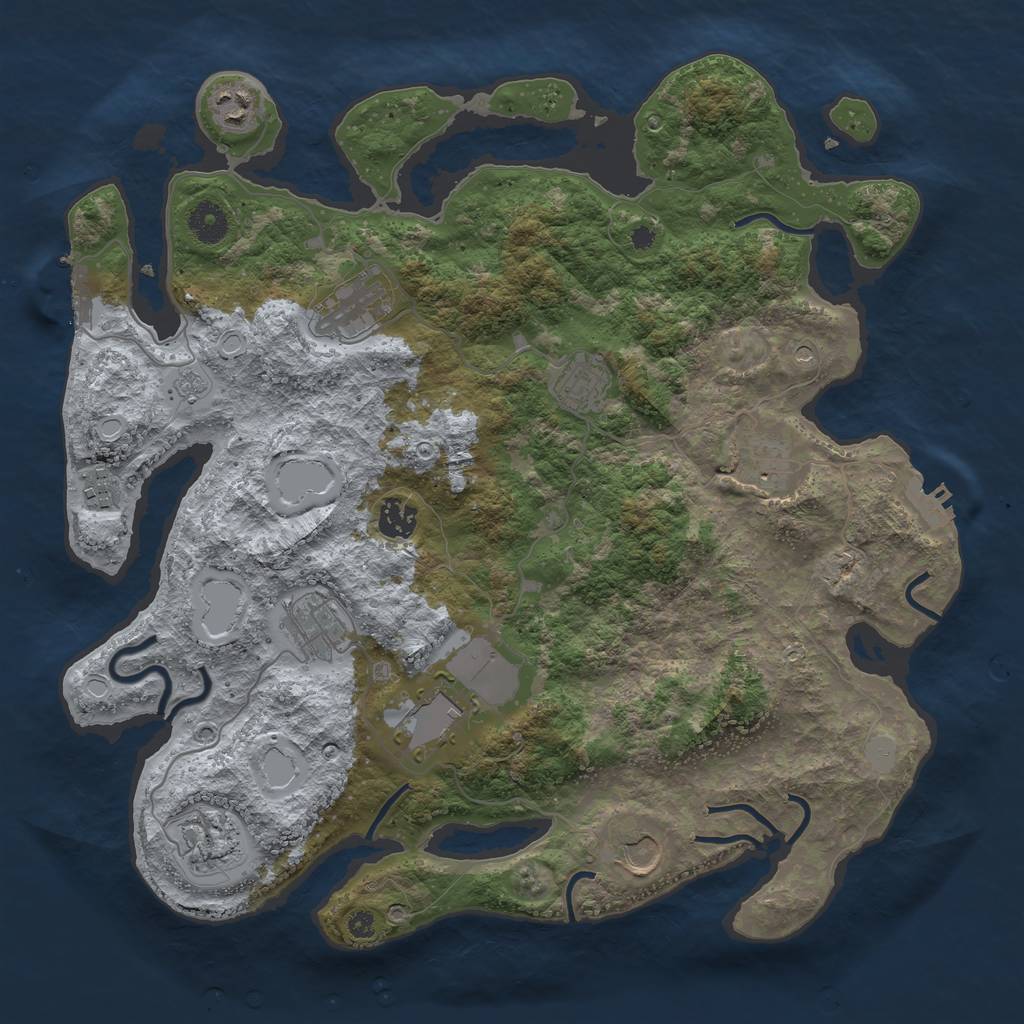 Rust Map: Procedural Map, Size: 3850, Seed: 1500658804, 17 Monuments