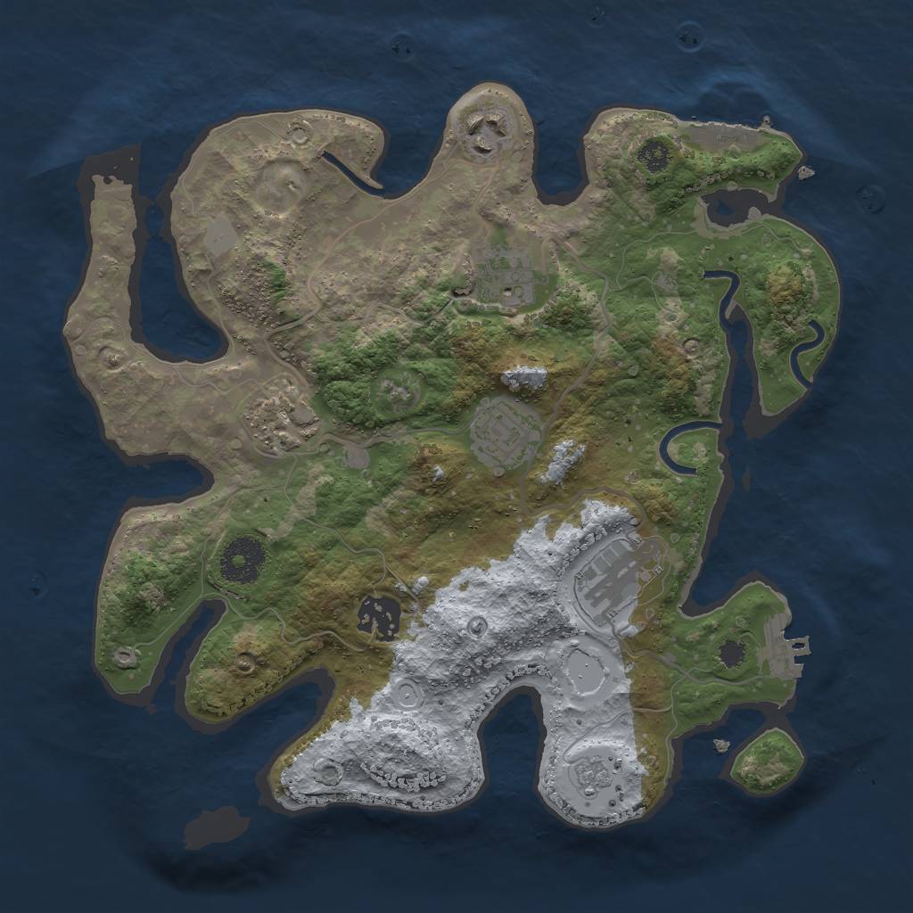Rust Map: Procedural Map, Size: 3000, Seed: 1321123, 12 Monuments