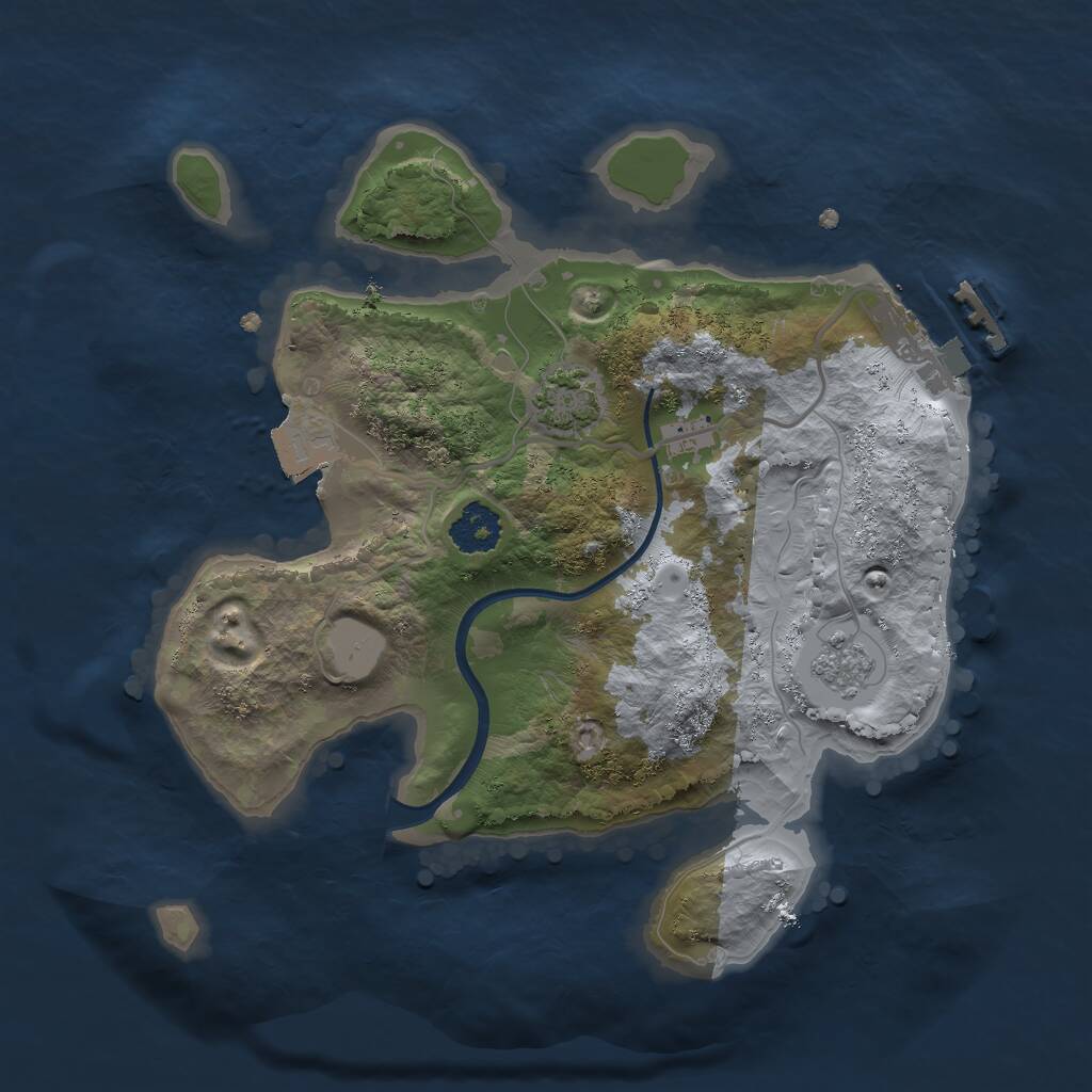 Rust Map: Procedural Map, Size: 2175, Seed: 1690369226, 4 Monuments