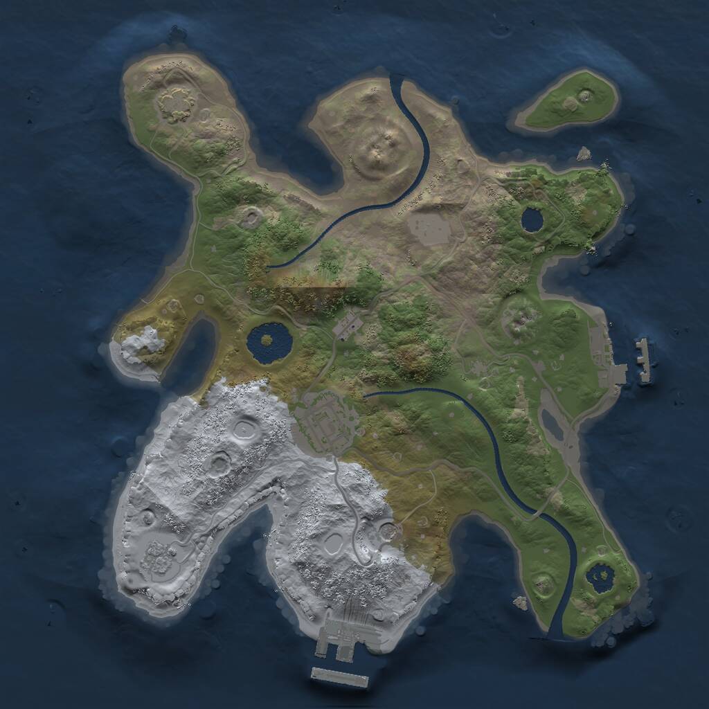 Rust Map: Procedural Map, Size: 2500, Seed: 1533527116, 7 Monuments